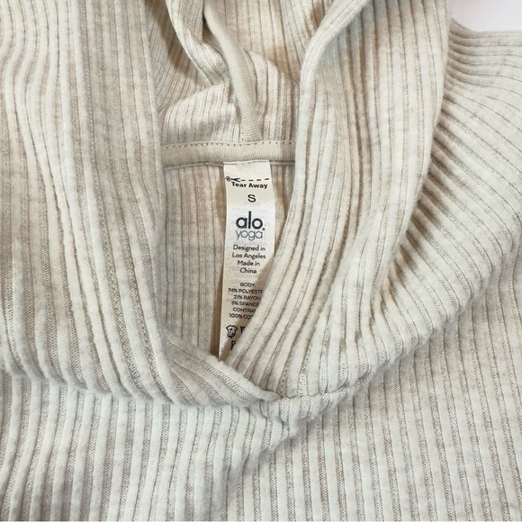 ALO Muse Hoodie Cropped Heathered Oatmeal Small - Picture 2 of 8